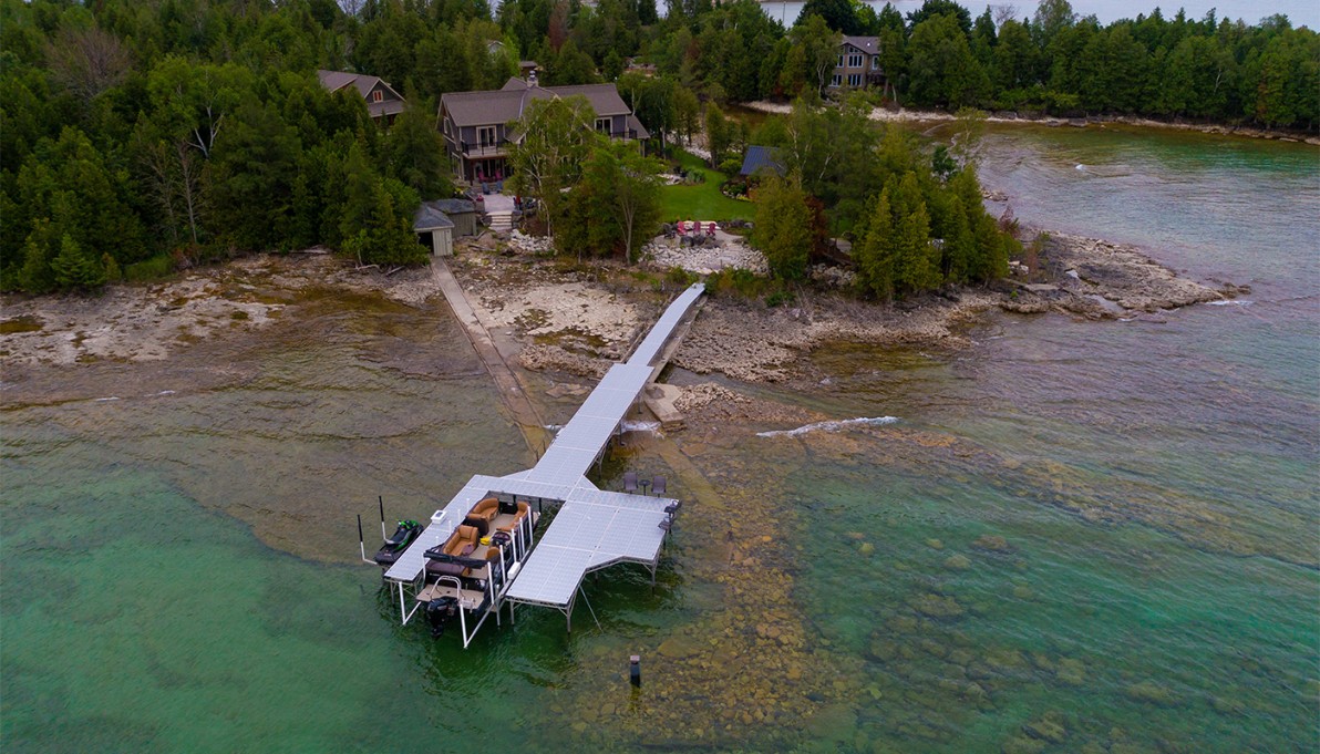 aerial view dock over water