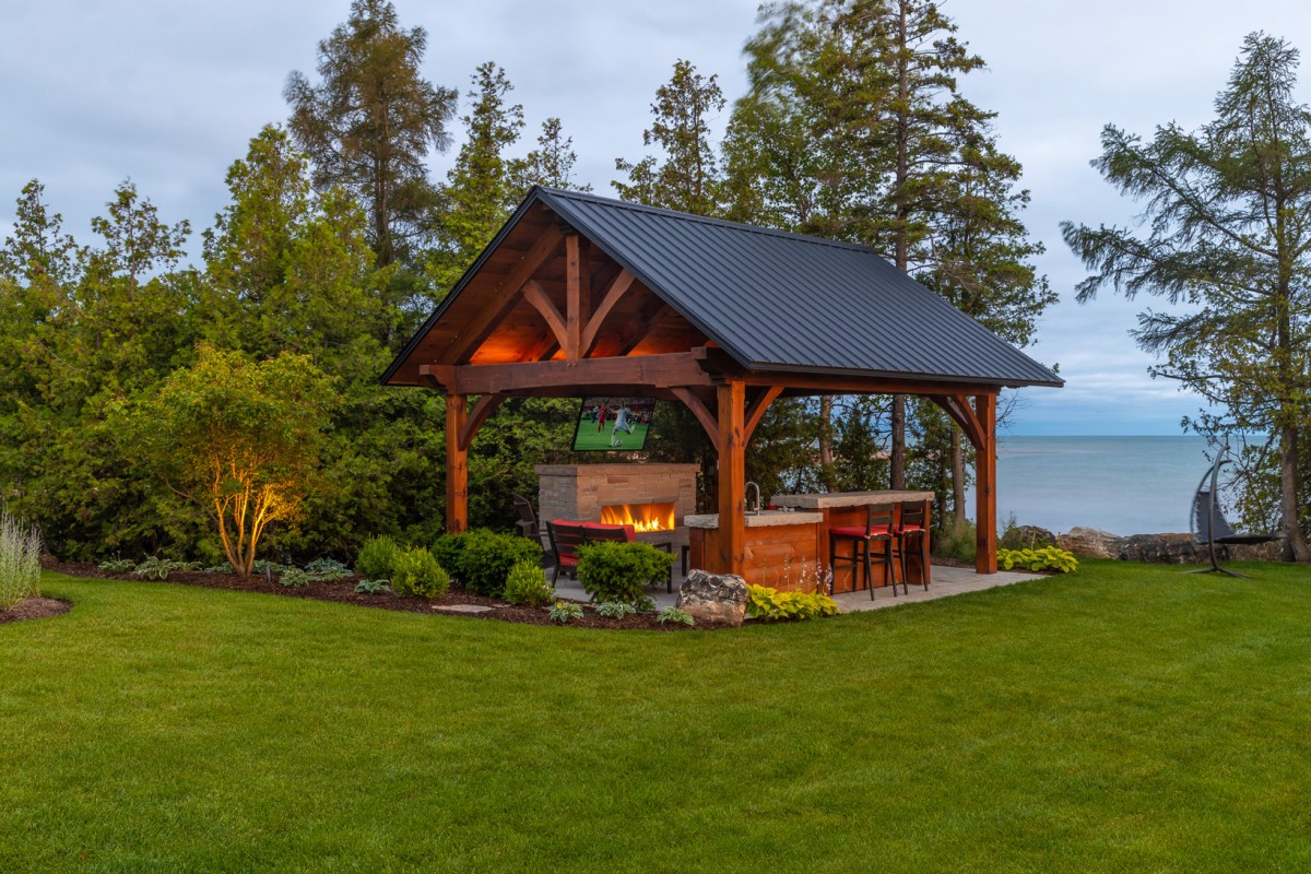 Outdoor lounge with TV