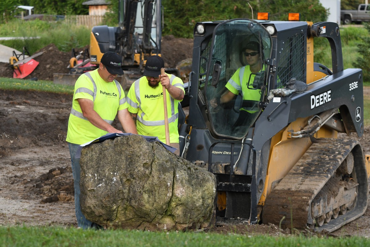 Employees meeting on a job site.