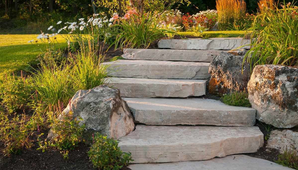 stone steps and path